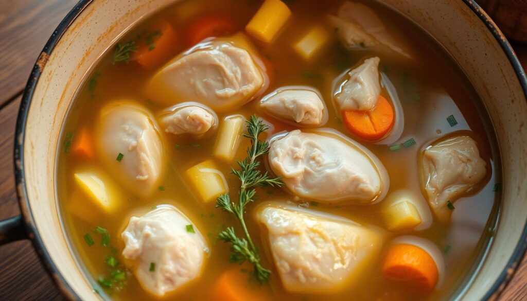 chicken and pastry broth